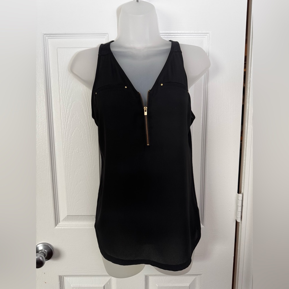 Express Black Sleeveless Top with Gold Zipper